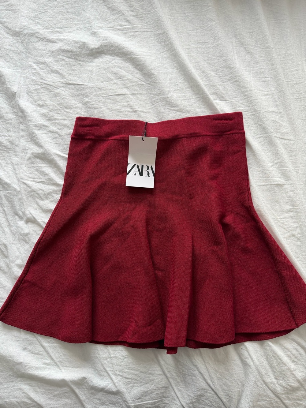 ZARA Burgundy Flared Skater Skirt